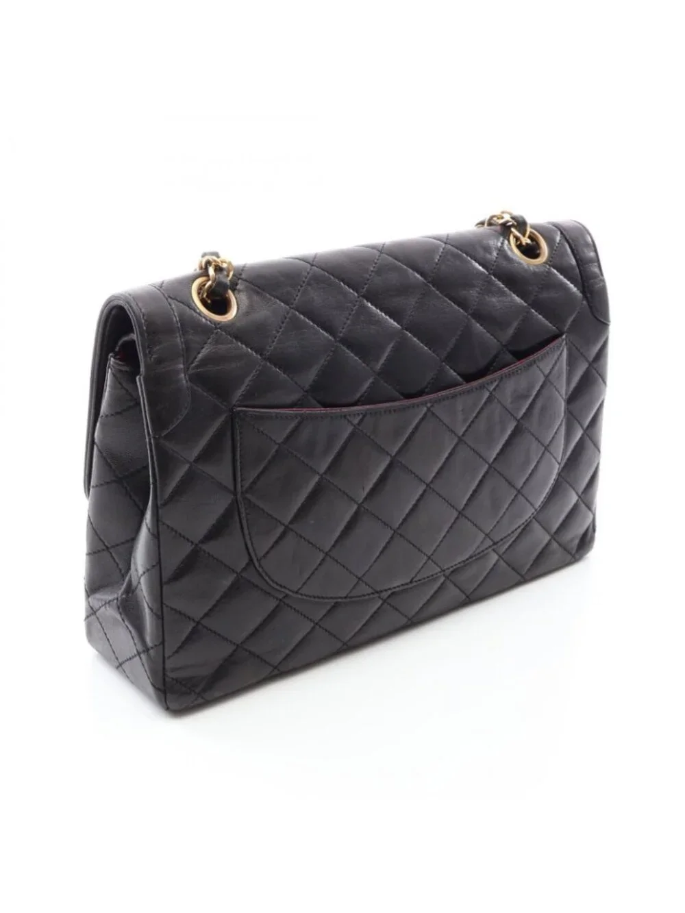 Chanel Shoulder Bag Quilted Limited Edition Double Flap Black Lambskin Chain